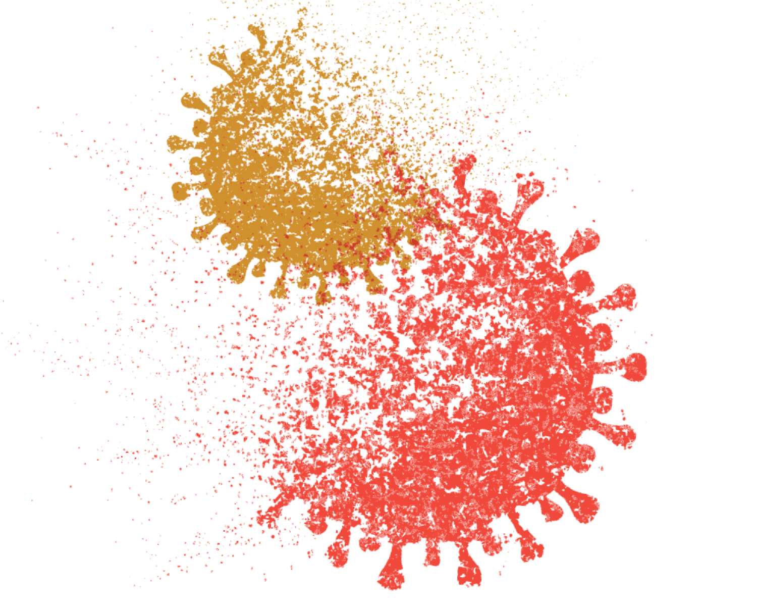 Illustration of disintegrating virus